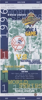 Mariano Rivera Signed 14x33" 1996 Jumbo World Series Ticket Stretched Canvas with "WS Champs" Inscription (JSA)